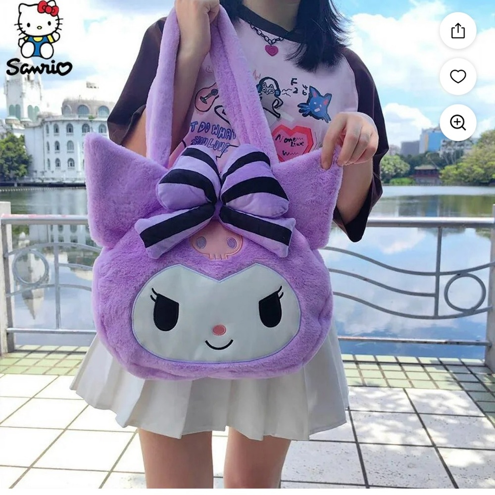 Kawaii Sanrio Kuromi Plush Bag Women Tote Bag Shoulder Bag Cute. - Picture 5 of 5